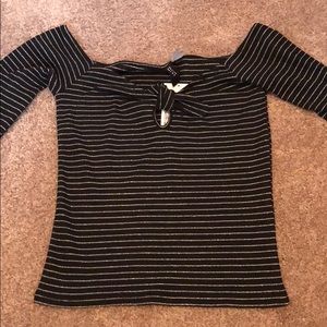 H&M Sparkly Striped off the shoulder